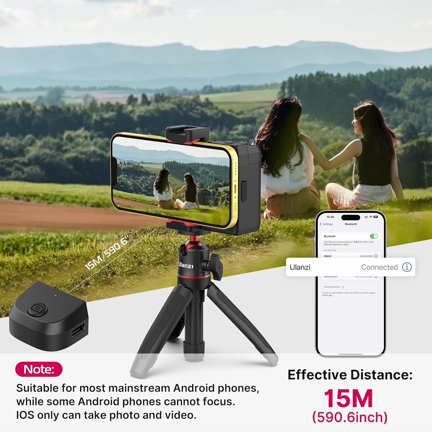 ULANZI CG02 Ungraded Cell Phone Camera Grip, Phone Tripod Mount with Detachable Wireless Bluetooth,Three-Gear Adjustable Fill Light for Iphone Samsung Google Android Phones Video/Photo Shooting image number 3