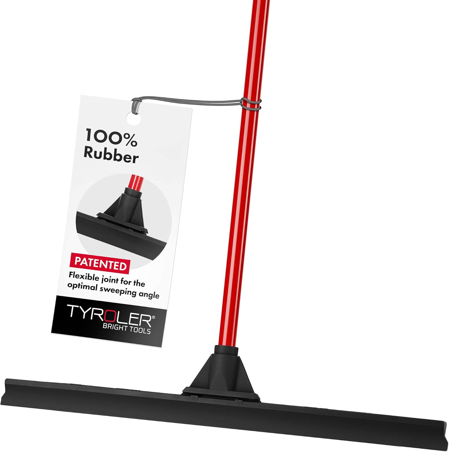 Tyroler Bright Tools Floor Cleaner Squeegee Extra-Wide 60 Cm, Solid 100% Natural Rubber, Long 4 Parts Handle 140 Cm - Dries Flat & Curved Surfaces- Best for Washing,Drying,Bathroom,Wet Room,Floor image number 3