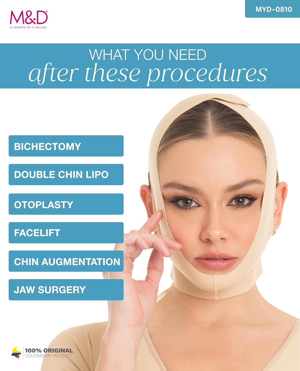 M&D M0710 Chin Compression Slimmer Strap | Mentonera Reductora image number 2