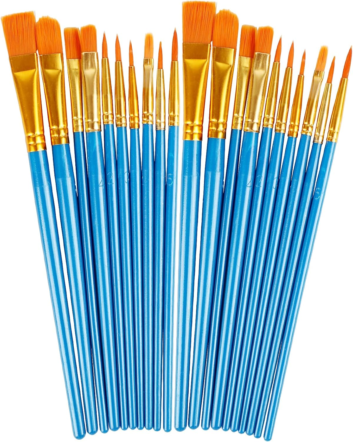 Paint Brushes Set, 2 Pack 20 Pcs round Pointed Tip Nylon Hair Acrylic Paint Set, Oil Watercolor Brushes for Face Painting, Canvas, Rock Painting, for Beginners and Artists, Blue image number 4