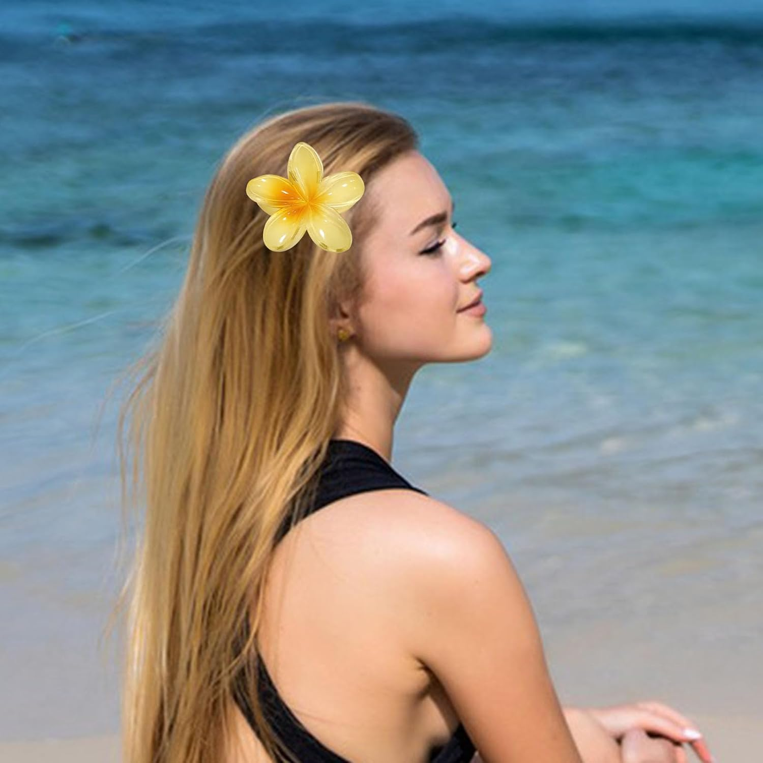 JASFLY Pack of 8 Flower Hair Clips, 4 Colours, Flower Hair Clips, Non-Slip Flower Hair Clips, Flower Hair Clip Can Be Used on Girls, Women, Thick and Thin Hair (8 Cm) image number 3