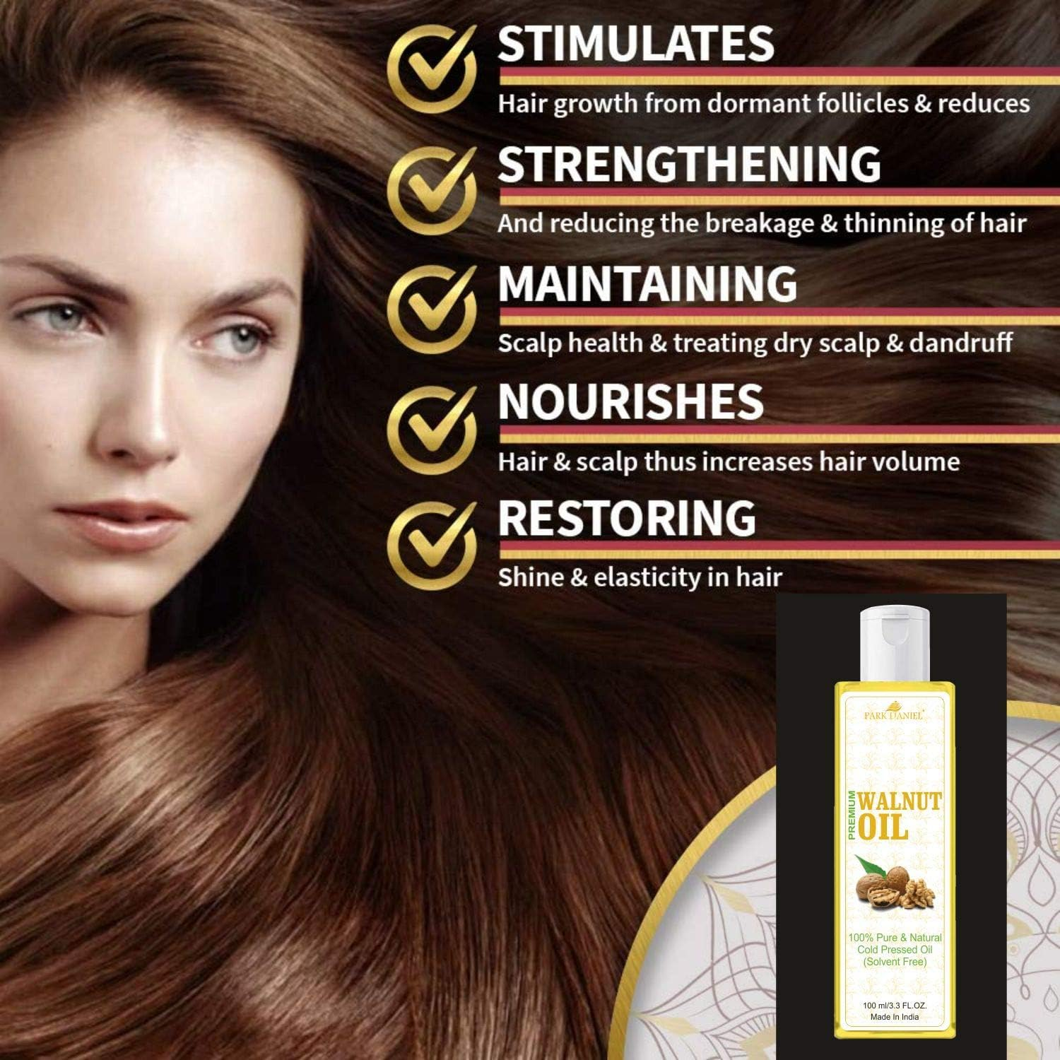 Park Daniel Walnut Oil for Strong and and Healthy Hair Combo Pack 2 Bottle of 100 Ml(200 Ml), Yellow