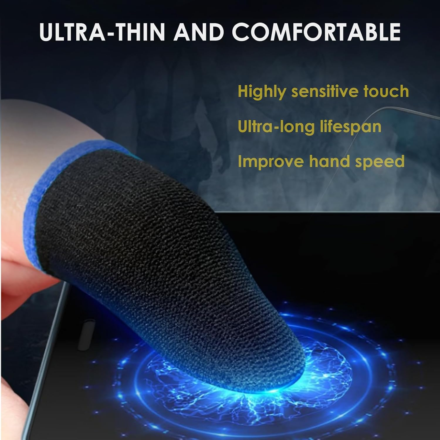 40 Pcs Gaming Finger Sleeves - Ultra-Thin Seamless Thumb Guards for Mobile Gaming, Carbon Fiber Breathable & Sweatproof, Touch-Sensitive Compatible with All Ios/Android Phones (Blue+Red) image number 3