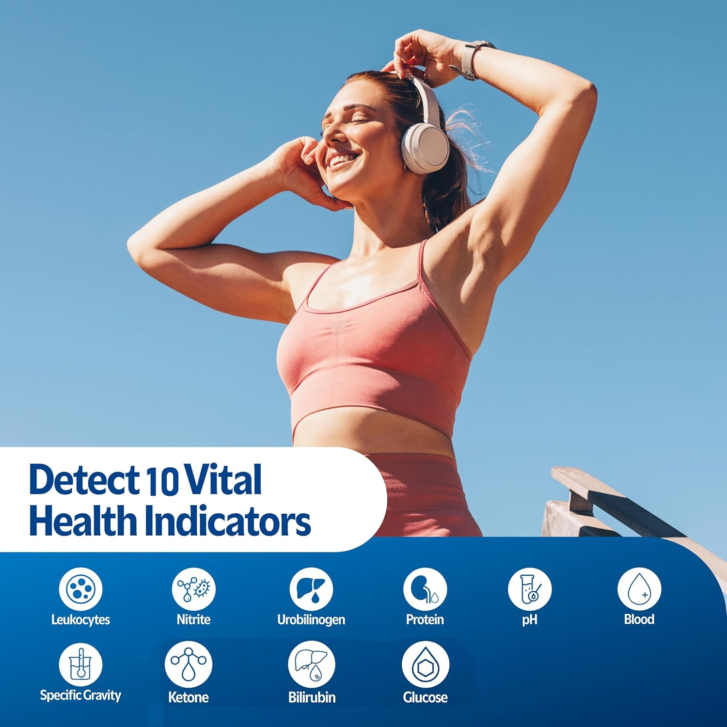 URS 10-In-1 UTI Urine Ketone Test Strips, Simple, Fast & Accurate Results. Urinalysis Home Testing Stick Kit for Ketone, Ph, Glucose, Nitrite, Leukocytes & More to Help Monitor Your Health, 100 CT image number 3