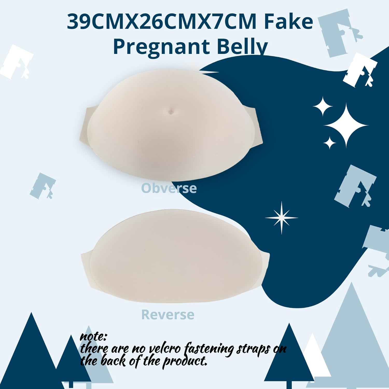 Fake Belly Rectangular Breathable Lightweight Artificial Pregnant Tummy for Props Costumes Cosplay image number 2