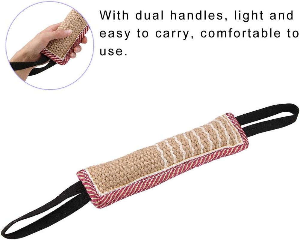 Durable Cotton Linen Pet Dog Tear Bite Training Rod Tug with Dual Handles Use It to Start Training Your Dog for Prey Drive, Exercise Pet'S Biting Ability image number 6
