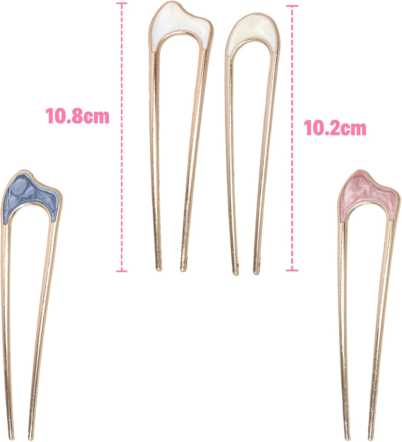 4 Pieces U-Shaped Hair Pins Hairpin Stick French Style U-Shaped Hair Clips U-Shaped Headdress Hairpins Fork for Women Girls Hair Styling Accessories - 4 Types image number 4