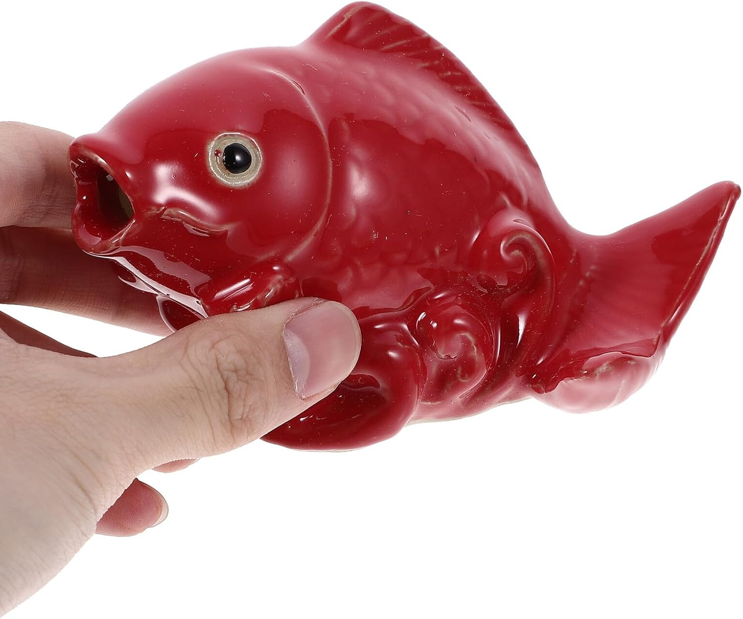 Polished Ceramic Carp Fountain Spray Nozzle Garden Accessory Unique Fish-Shaped Lawn Ornament for Outdoor Patio Courtyard Decoration image number 3