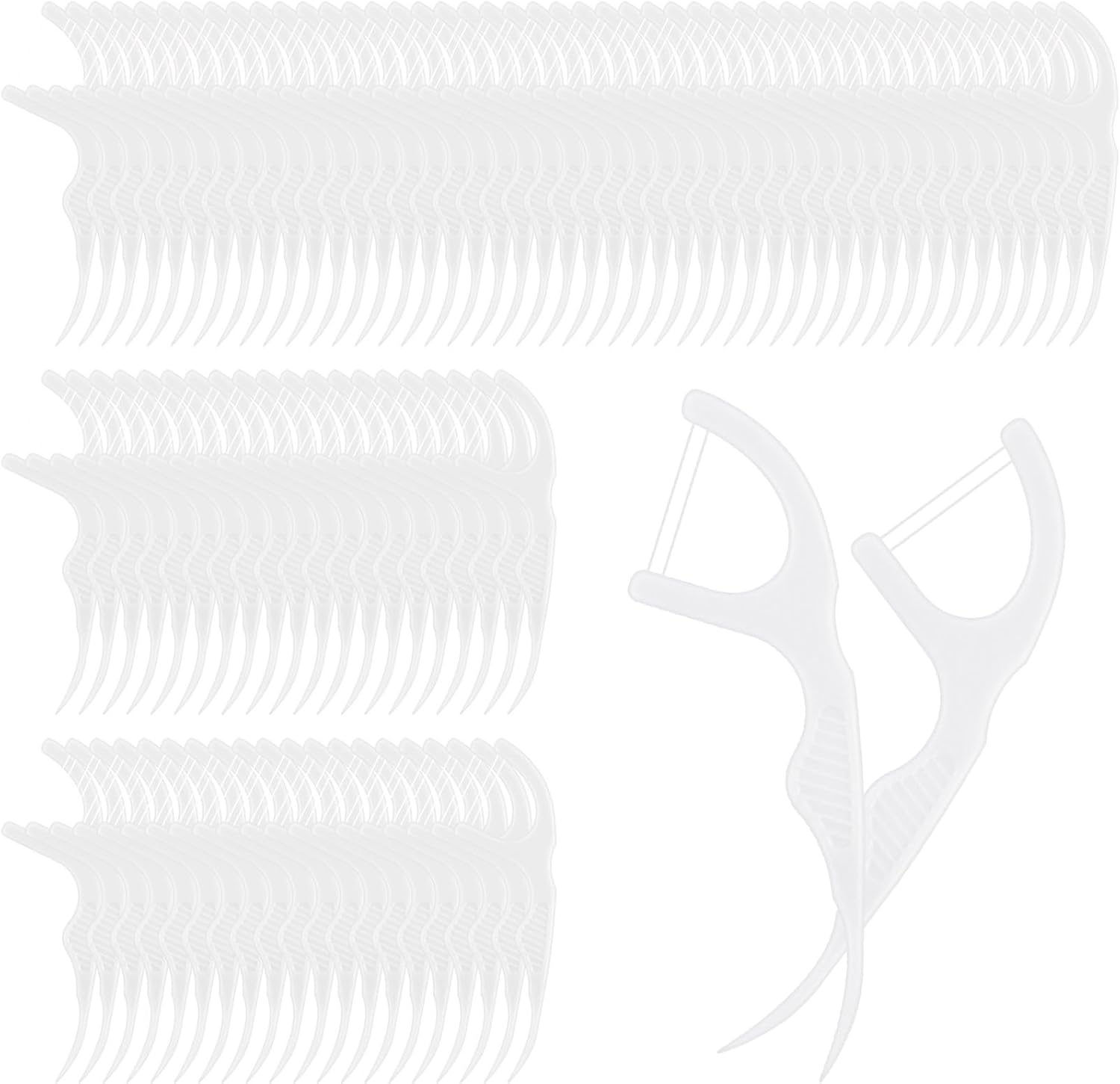 Baderke 100 Count Dual Line Floss Picks Dental Floss Sticks Bulk Non Breakable Toothpicks Double String Tooth Picks Flossers for Adults Teeth Cleaning Family Travel(Pink) - Black image number 2