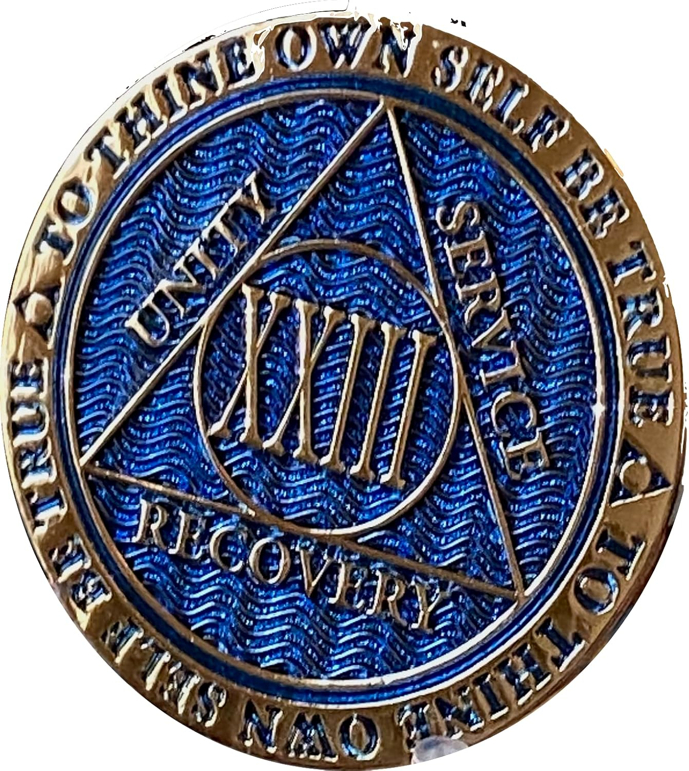 23 Year AA Medallion Dusty Blue Color Gold Plated Chip XXIII image number 2