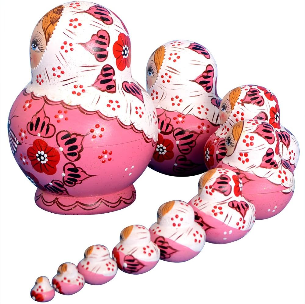 10Pcs Russian Nesting Dolls Matryoshka Handmade01071 image number 1