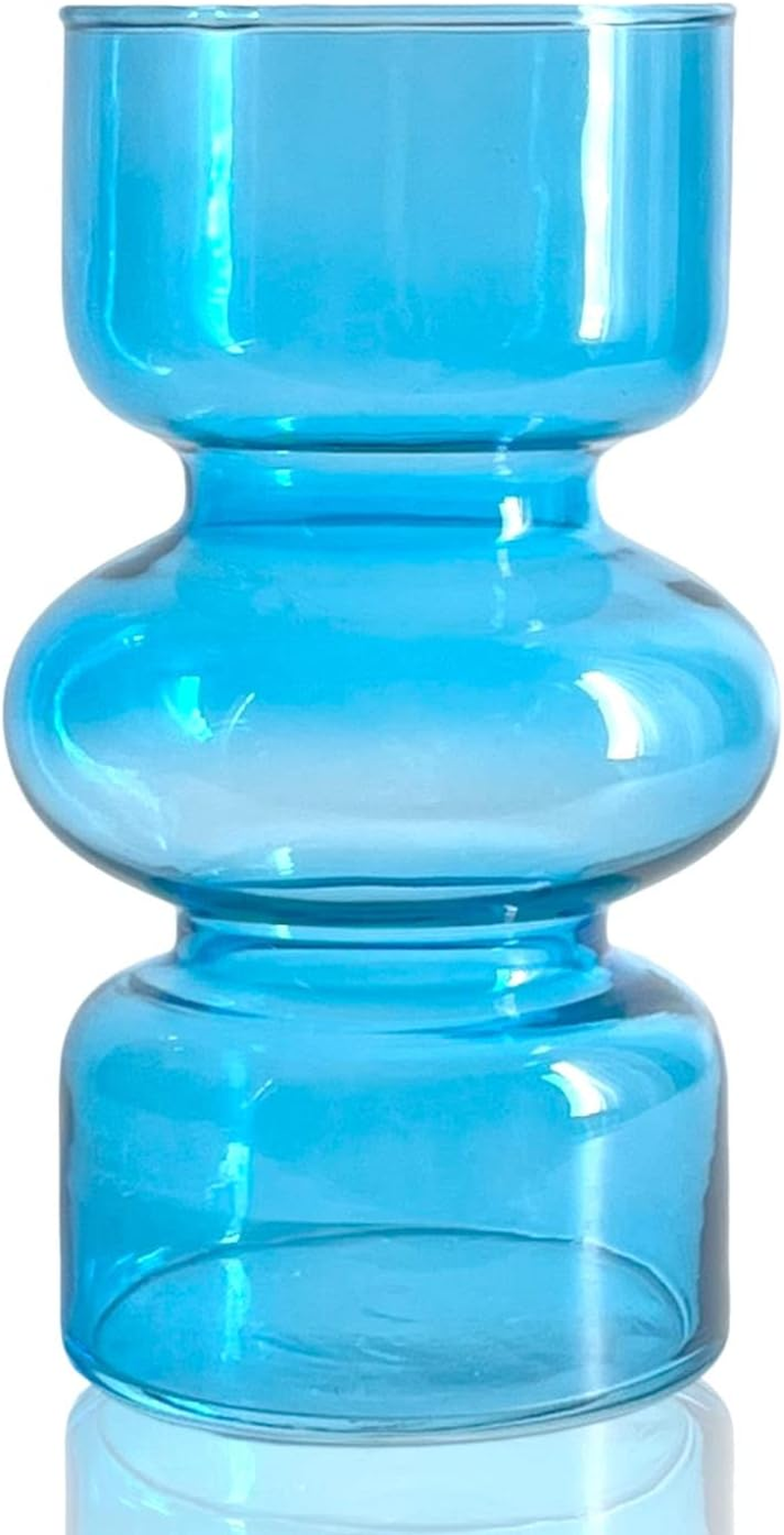 BLOFLO Pink Transparent Glass Hydroponic Vase, 7Inches Colored Vase for Flower, Three-Layer Glass Floral Vase for Home D&eacute;cor, Modern Geometric Glass Vase for Home Office Wedding Table(Pink)