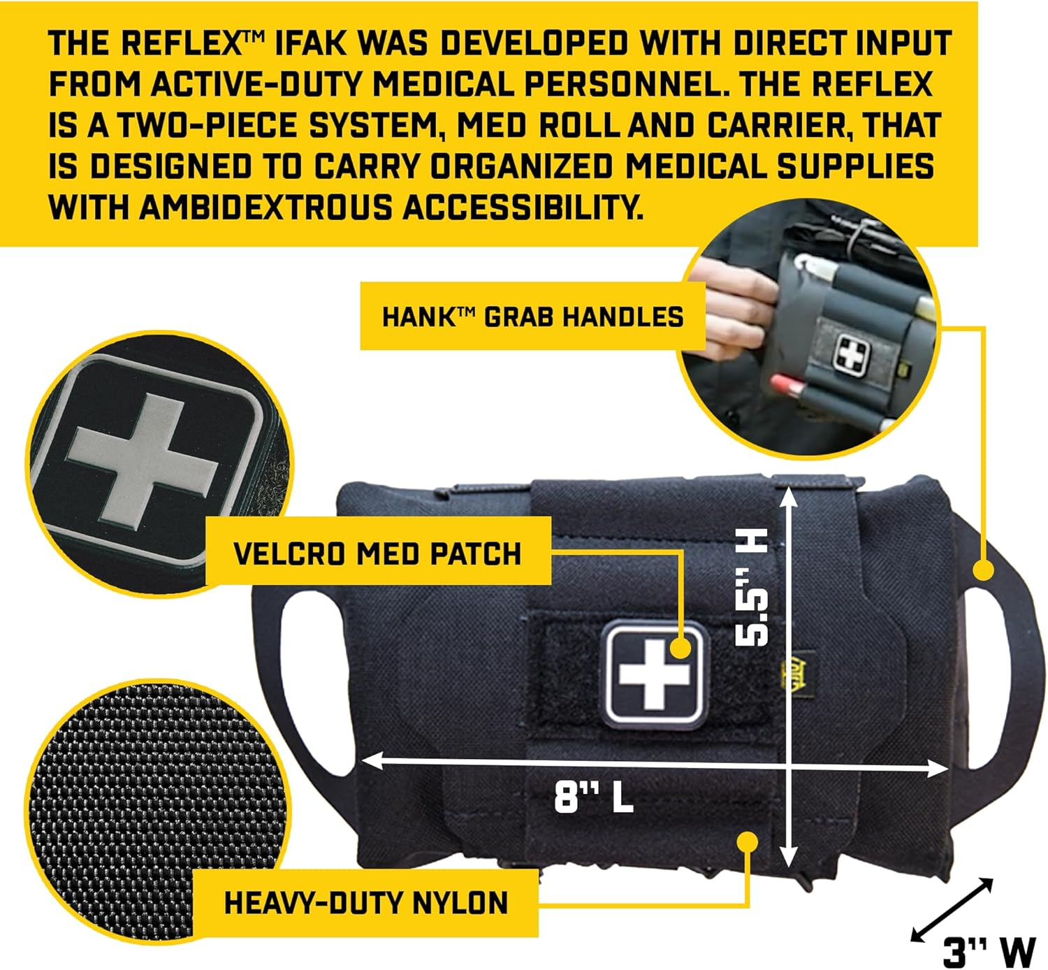 High Speed Gear Reflex IFAK System | Roll and Carrier | Medical Supply Holder (Black) image number 2