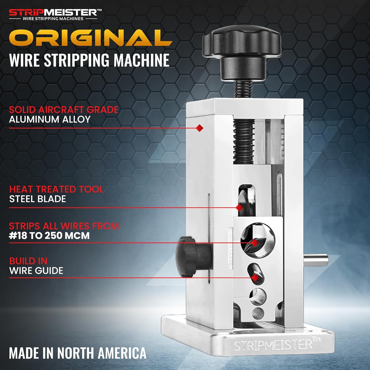 Stripmeister Original Drill-Powered Wire Stripper &ndash; Wire Sizes up to &Oslash;3/4", Jam-Free, Copper Wire, Built for Safety, Speed, and Efficiency - Portable Wire Stripping Machine