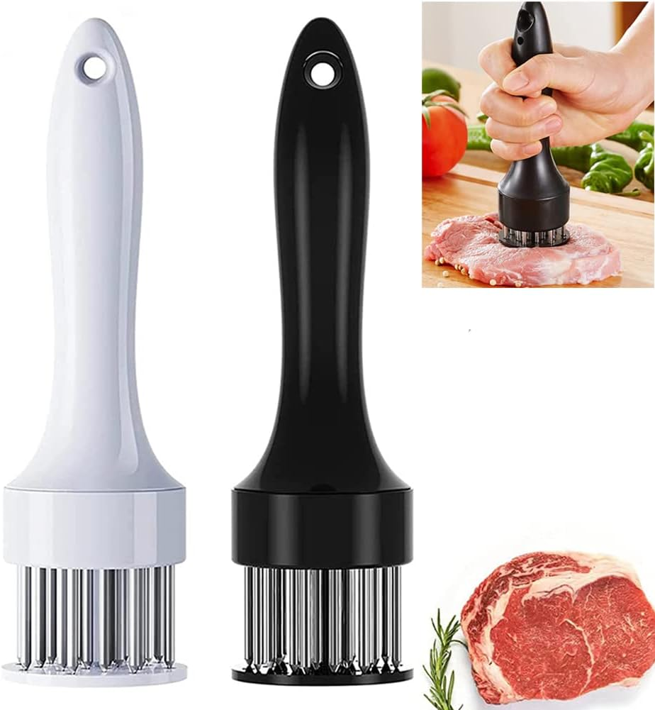2 Pack Meat Tenderizer Tool, Aufondof 21 Stainless Steel Needle Meat Mallet Sturdy & Sharp, Easier-Use for Kitchen Cooking Tenderizing, BBQ, Marinade & Maximize the Flavor of Fish, Pork, Beef image number 4
