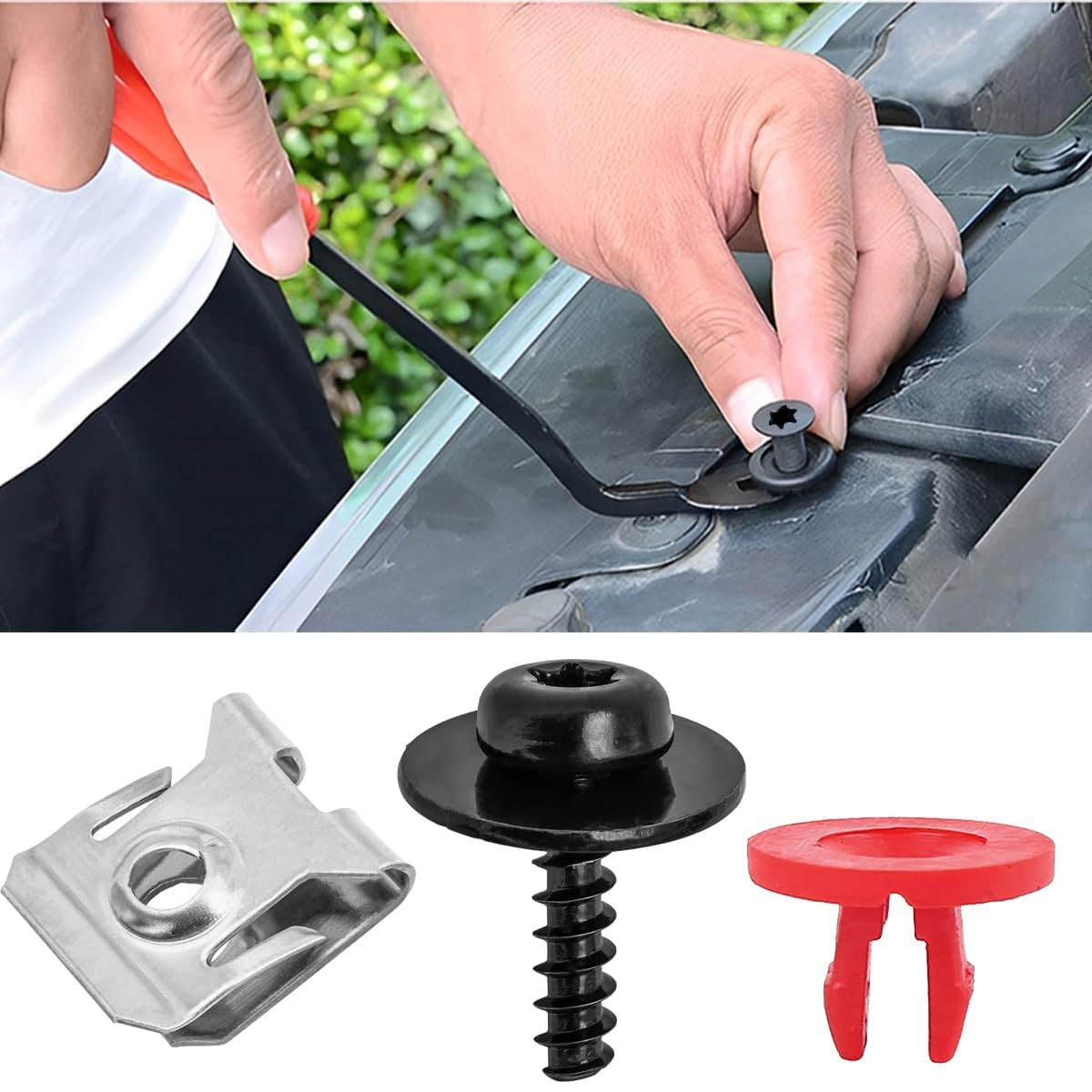 30 Pcs Engine Splash Shield Guard Undertray Cover Screws Bolts Nuts Clip, Front Fender Liner U-Nut Self-Locking Kits, Compatible with W708591S424 1449533 image number 3