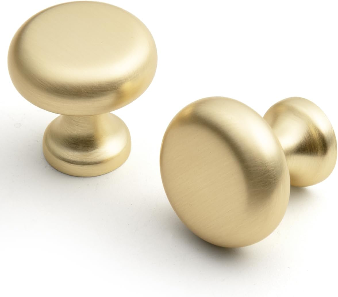 BEILEIOU Antique Brass Cabinet Knobs Classic Vintage Retro Drawer Knobs Kitchen Cupboard Bathroom Dresser Cabinet Bar Drawer Knobs Hardware Handles Zinc Alloy (5, Antique Brass, Knob)