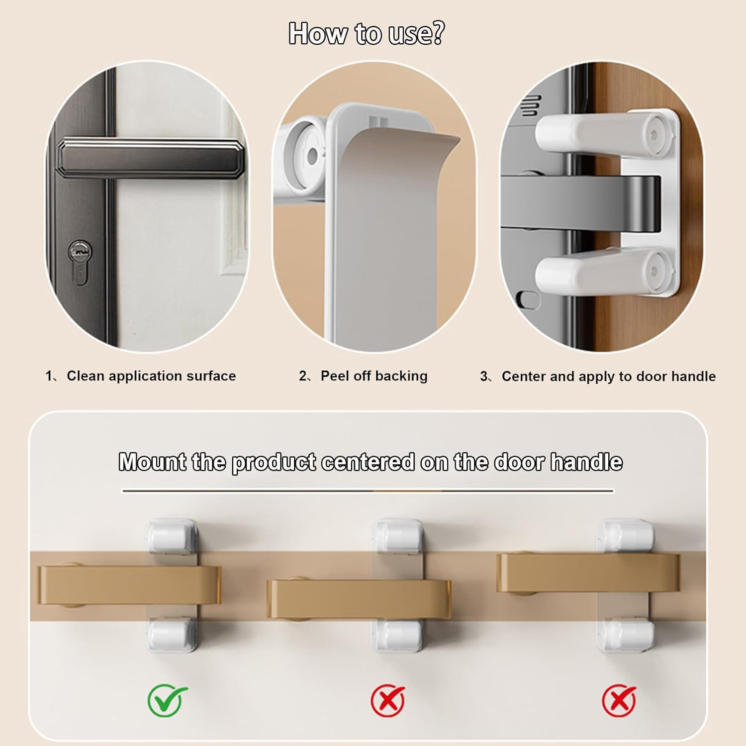 Door Lever Lock 2 Pack, Adhesives Safety Door Locks for Kids, Prevents Toddlers Pets from Opening Doors image number 1