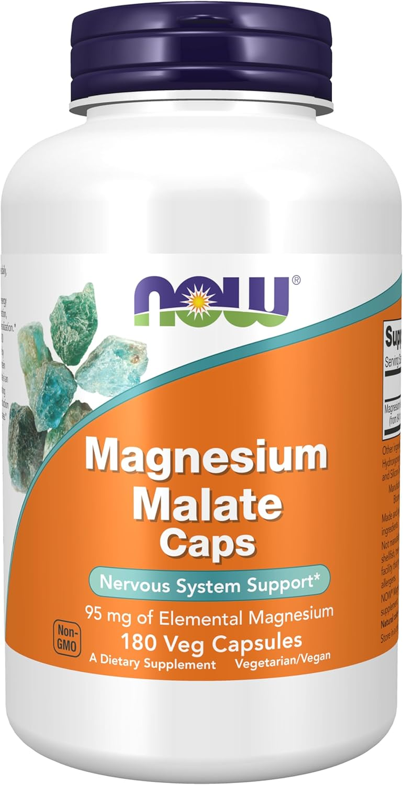 Now Foods Supplements, Magnesium Malate Caps with 95 Mg of Elemental Magnesium, Nervous System Support*, 180 Veg Capsules image number 5