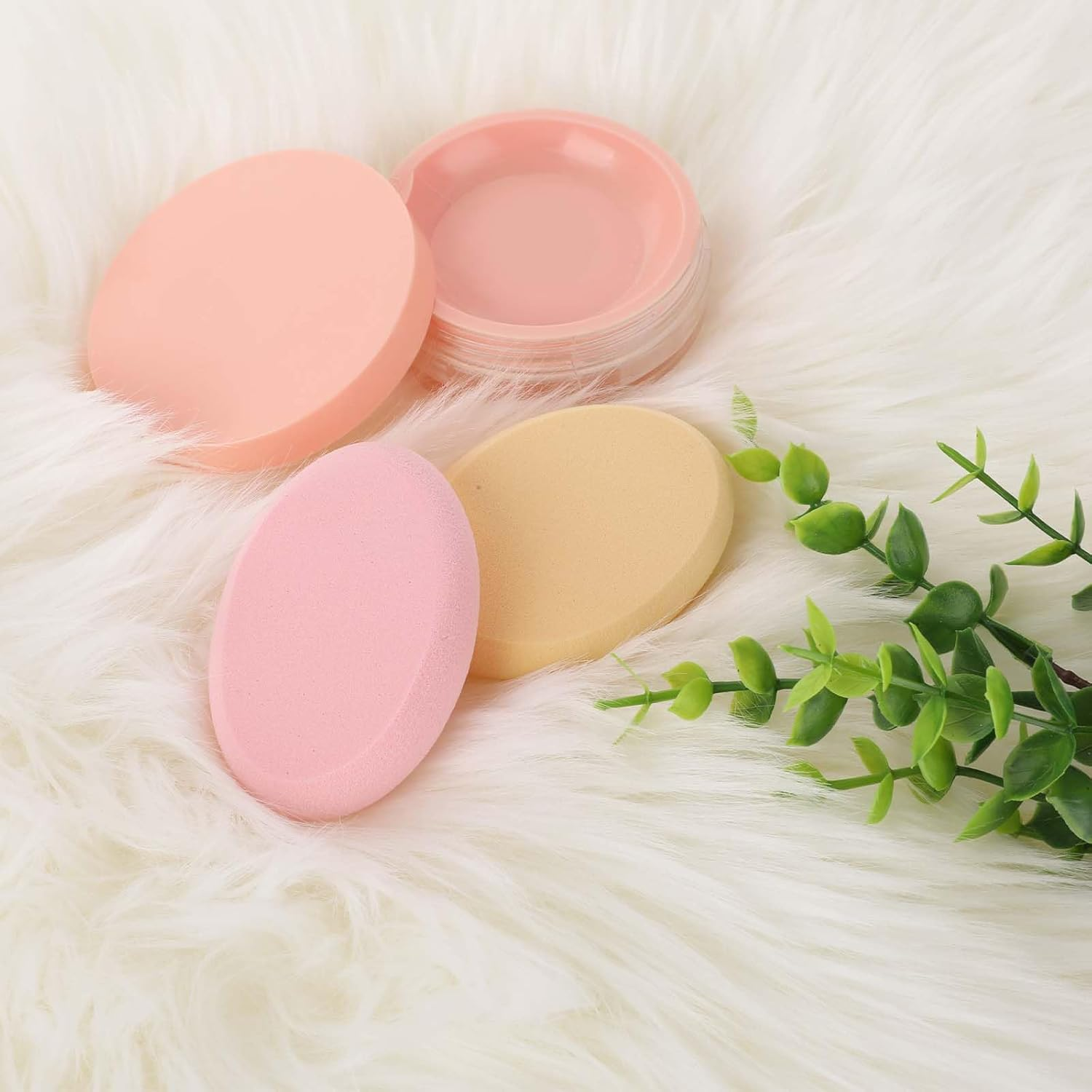 Sliverdew 2 Pack Oval Puff Beauty Egg Foundation Sponge Professional Makeup Sponge for Eye Foundation Blush Application Forehead Cheeks, Dry and Wet (Skin Tone and Pink) image number 3