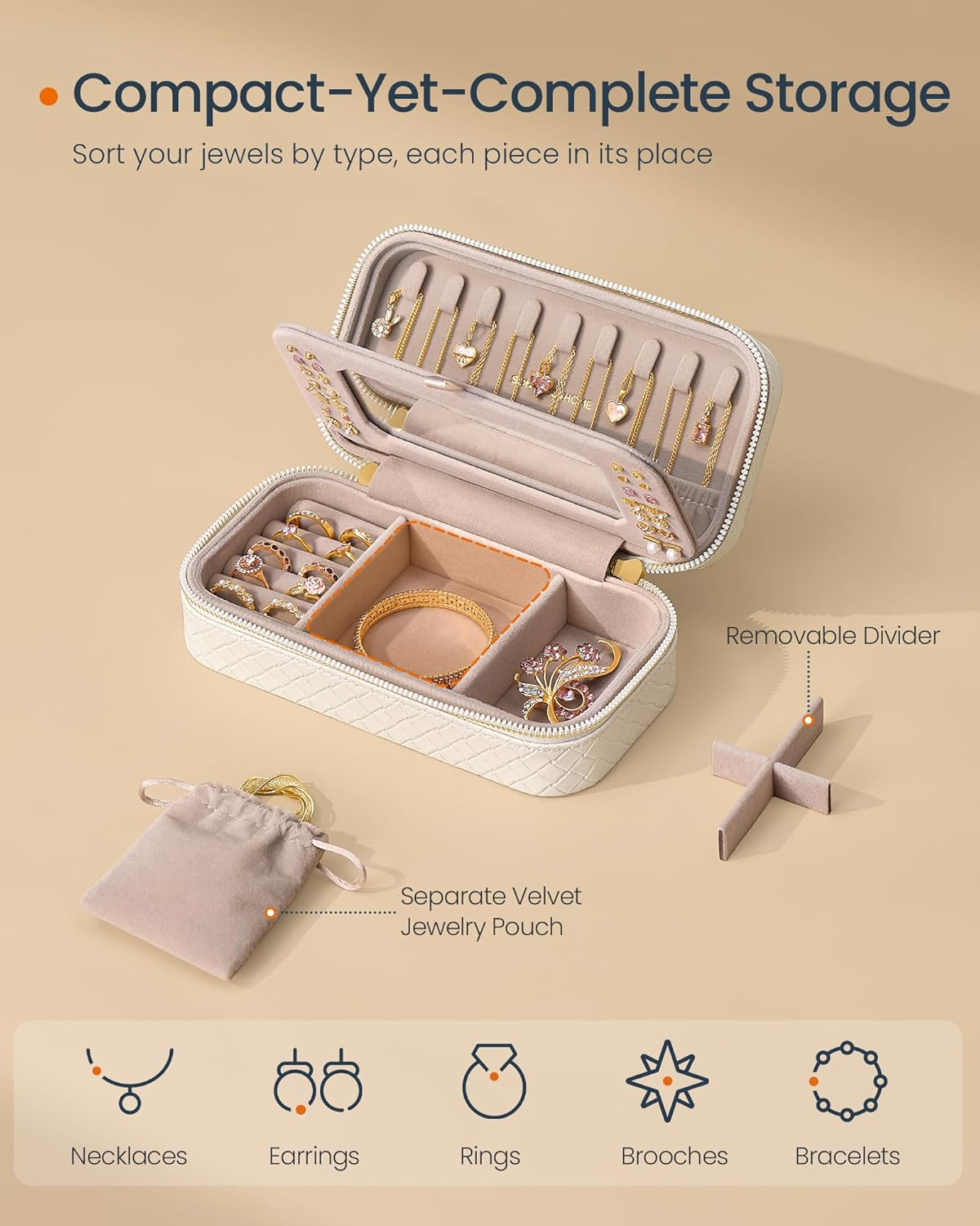 SONGMICS HOME Jewelry Box, White UJBC197W01 image number 6