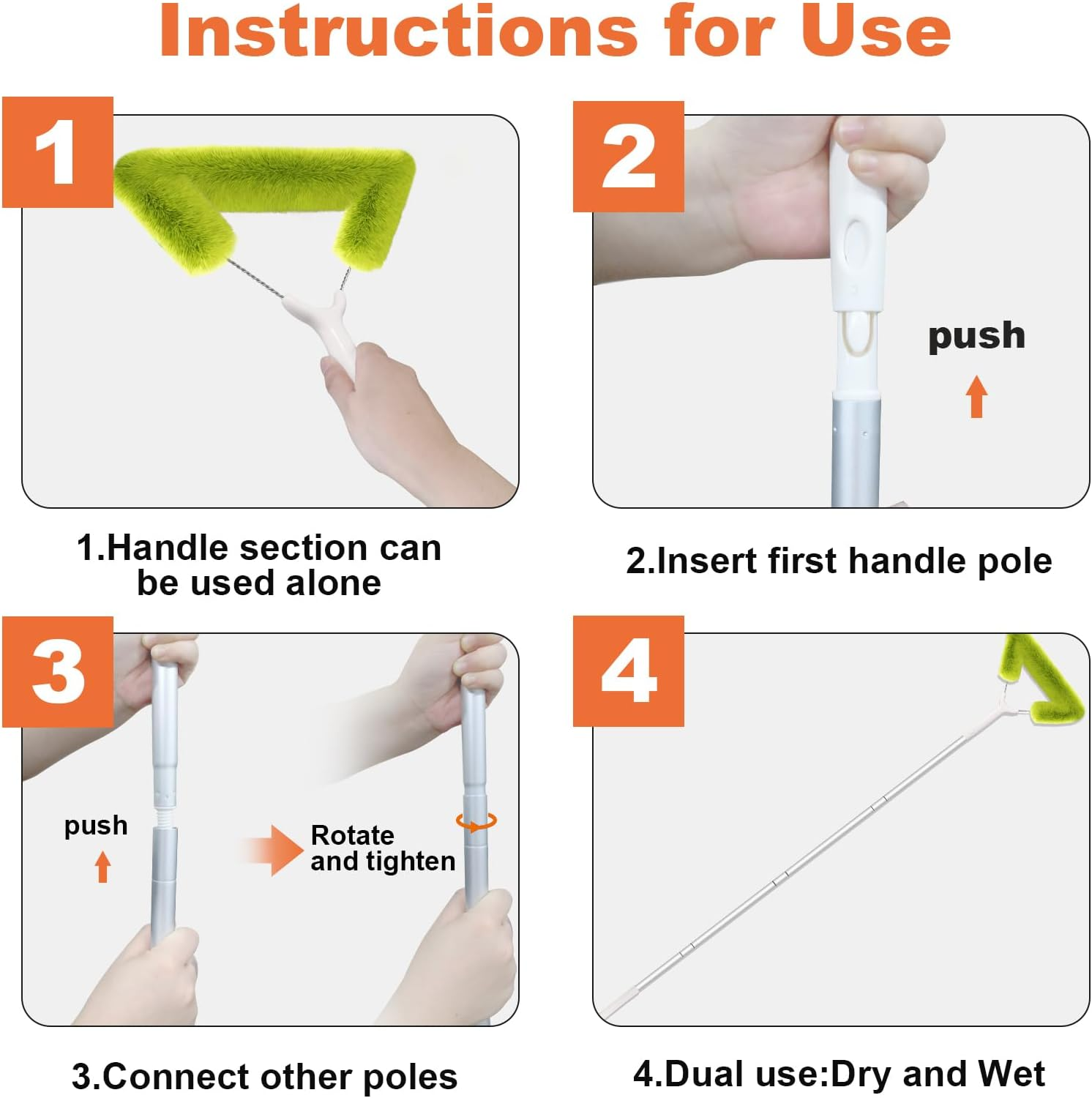 Window Screen Cleaning Brush with 62In Extension Pole, Innovative Fibre Mesh Screen Cleaner for Window Mesh, Patio Screens, Screen Doors, Pool Cage & Fence - Dry or Wet Use image number 2