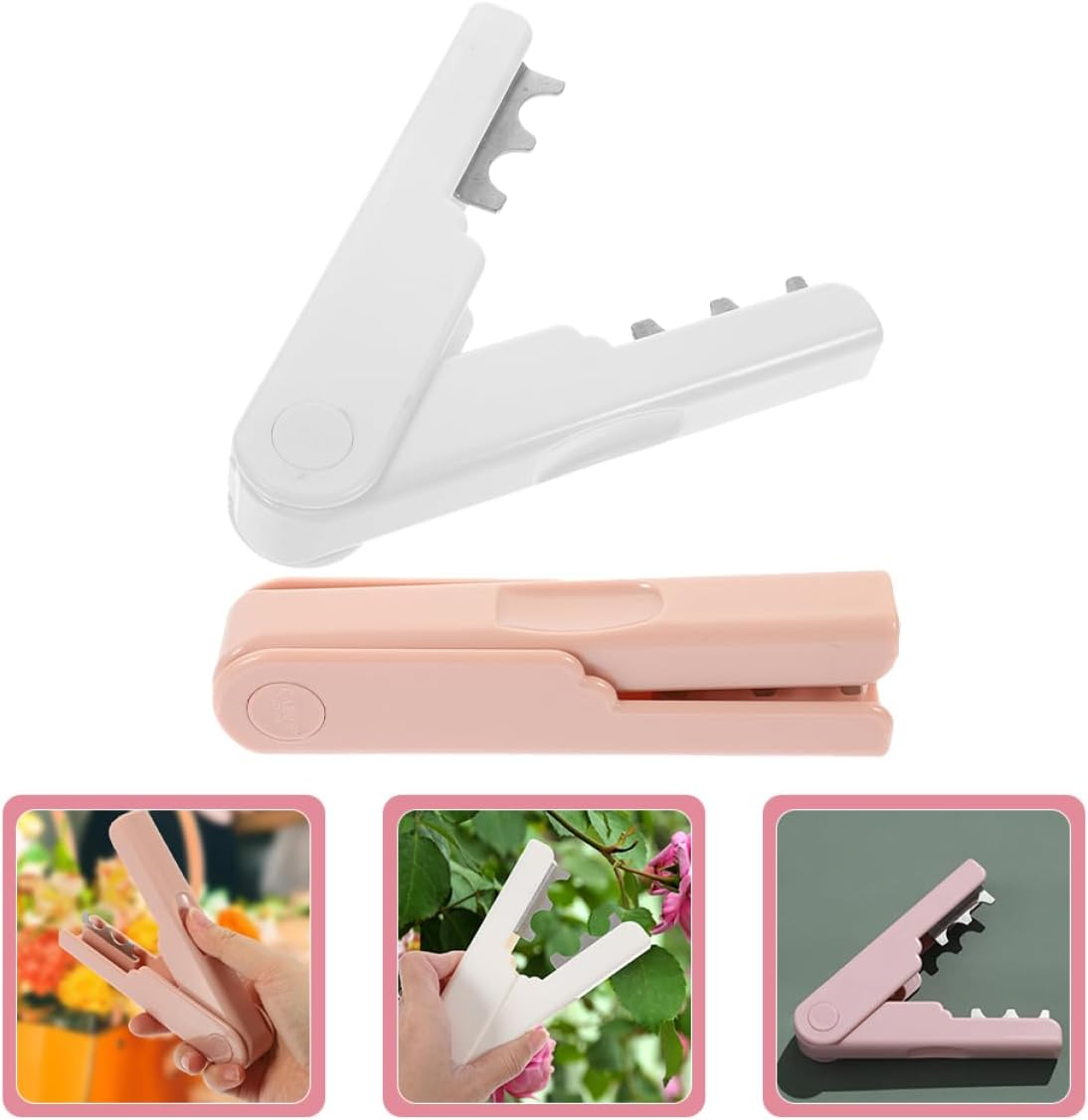 TINEASUR 2Pcs Rose Thorn Stripper Pliers Flower Burr Remover Gardening Hand Tools for Floral Arrangement and Pruning Ivory White Cream Peach image number 6