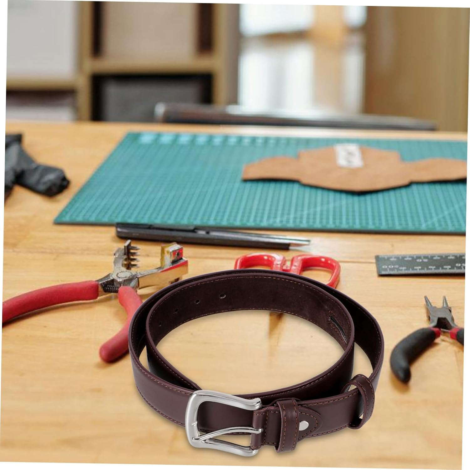 Travel Money Belt for Secure Storage Waistband Wallet with Reliable Zipper Elegant PU Design for Business Trips Jogging and Outdoor Activities Brown - Black image number 5