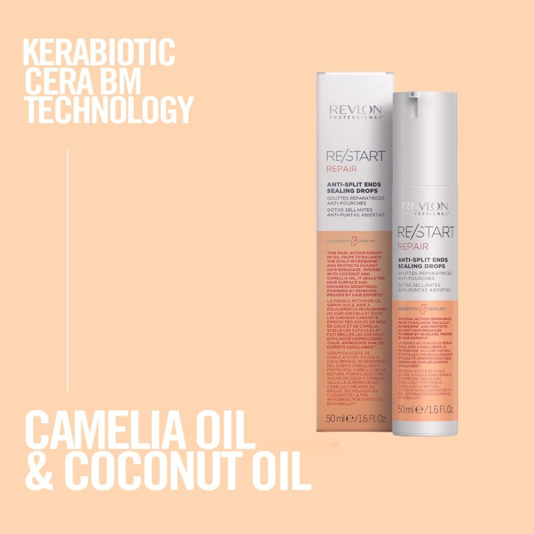 REVLON PROFESSIONAL RE/START Repair Anti-Split Ends Sealing Drops, 50 Ml, Anti-Split Ends Beauty Drops, Tip Sealing Oil for Damaged Hair, Help with Split Ends & Hair Breakage image number 6