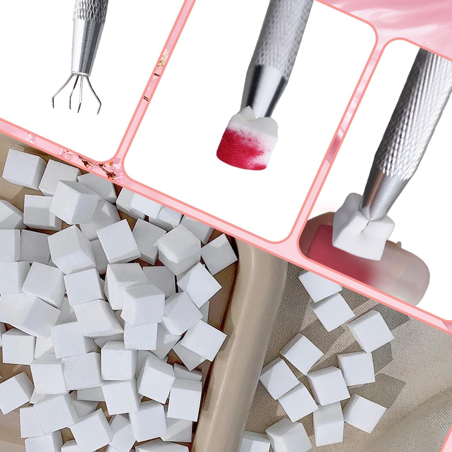 100 Pieces Nail Sponges for Ombre Ombre Nail Brush with Metal Gripper Nail Art Tools Sponge Ombre Nail Tools Nail Art Tools Sponge Brush for Nail Art Design Manicure DIY