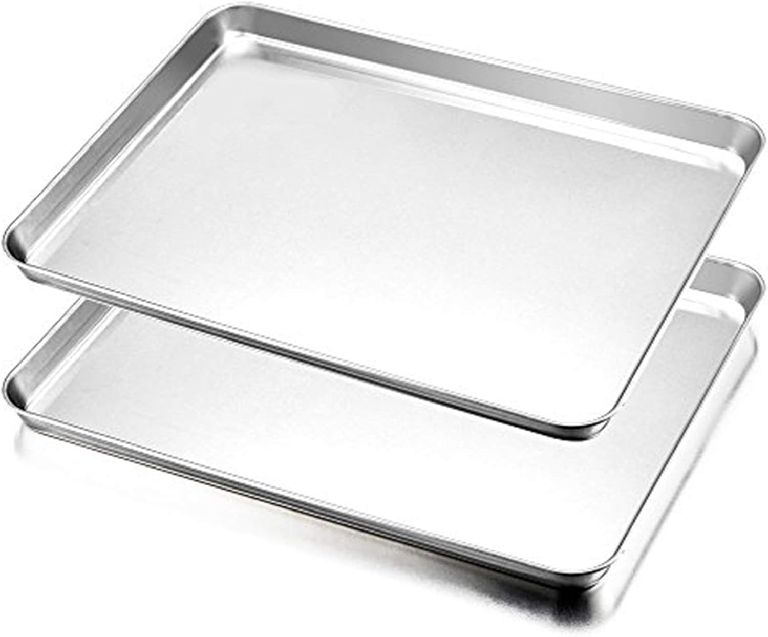 Baking Tray, Haware Stainless Steel Oven Tray, Cake Tray, Set of 2, 40 X 30 X 2.5 Cm, Rectangular Grease Pan Oven Tray for Baking & Serving, Non-Toxic and Healthy, Easy to Clean and Dishwasher Safe image number 2