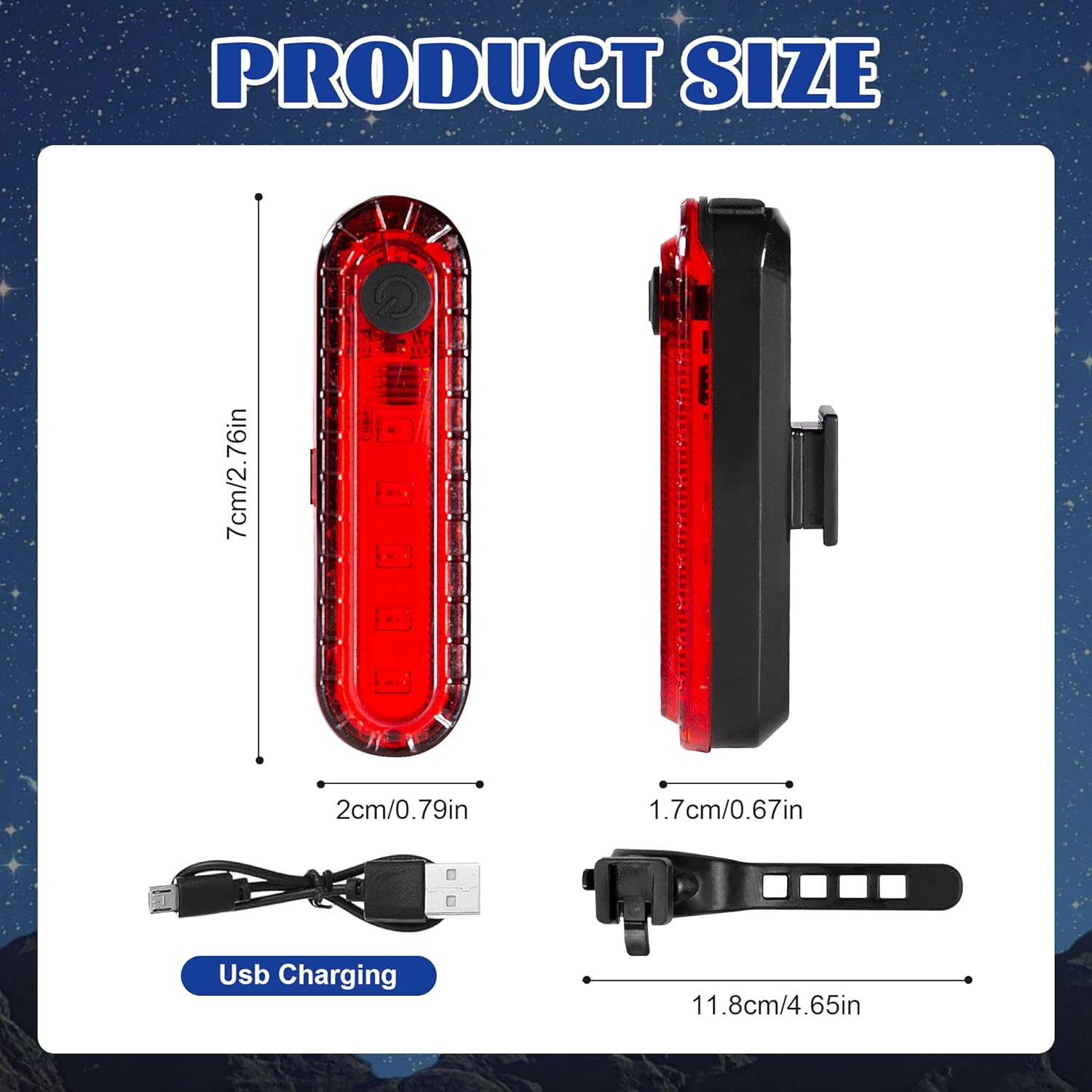 Hakea Volcano Super Bright LED Rear Bike Light - USB Rechargeable Bicycle Light - Mount Cycle Light- Red Taillight - Waterproof- High Lumens Cycling Light- 4 Modes Selection - up to 12 Hours Battery image number 1