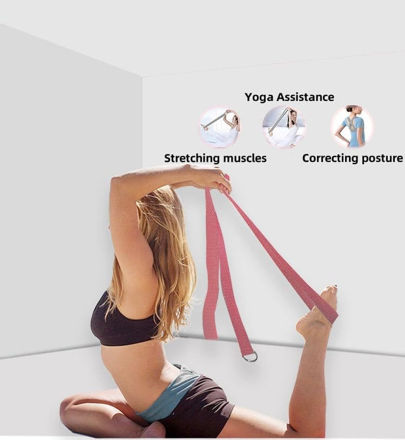 XINYUICEAN Yoga Strap Belt,Cotton Yoga Strap with Adjustable D-Ring Buckle,Yoga Belt for Stretching Yoga Exercise, Stretch Band for Pilates Workouts Yoga Fitness Improves Sitting - Pink image number 5