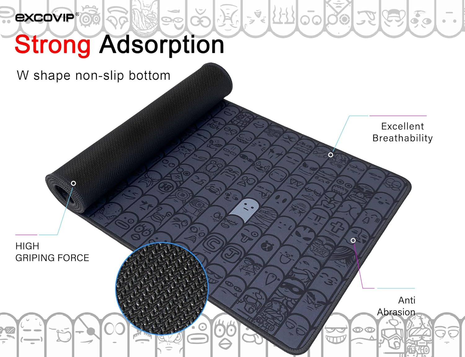 Excovip Large Gaming Mouse Pad with Stitched Edges, Extended Mousepad with Superior Micro-Weave Cloth, Non-Slip Base, Washable Desk Mat for Gamer, Office & Home, 35 X 11.8 In, Gray 0330 image number 3