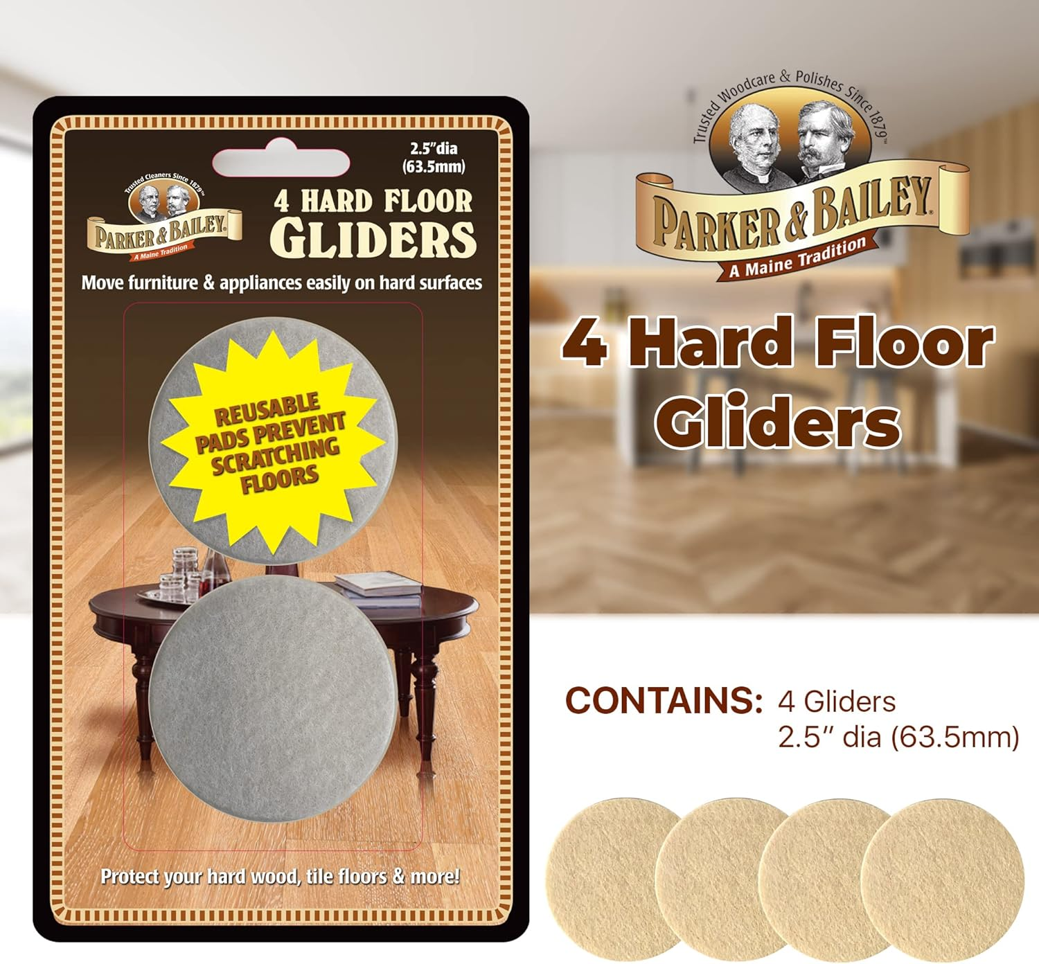 Parker and Bailey Hard Floor Glider (Pack of 4)