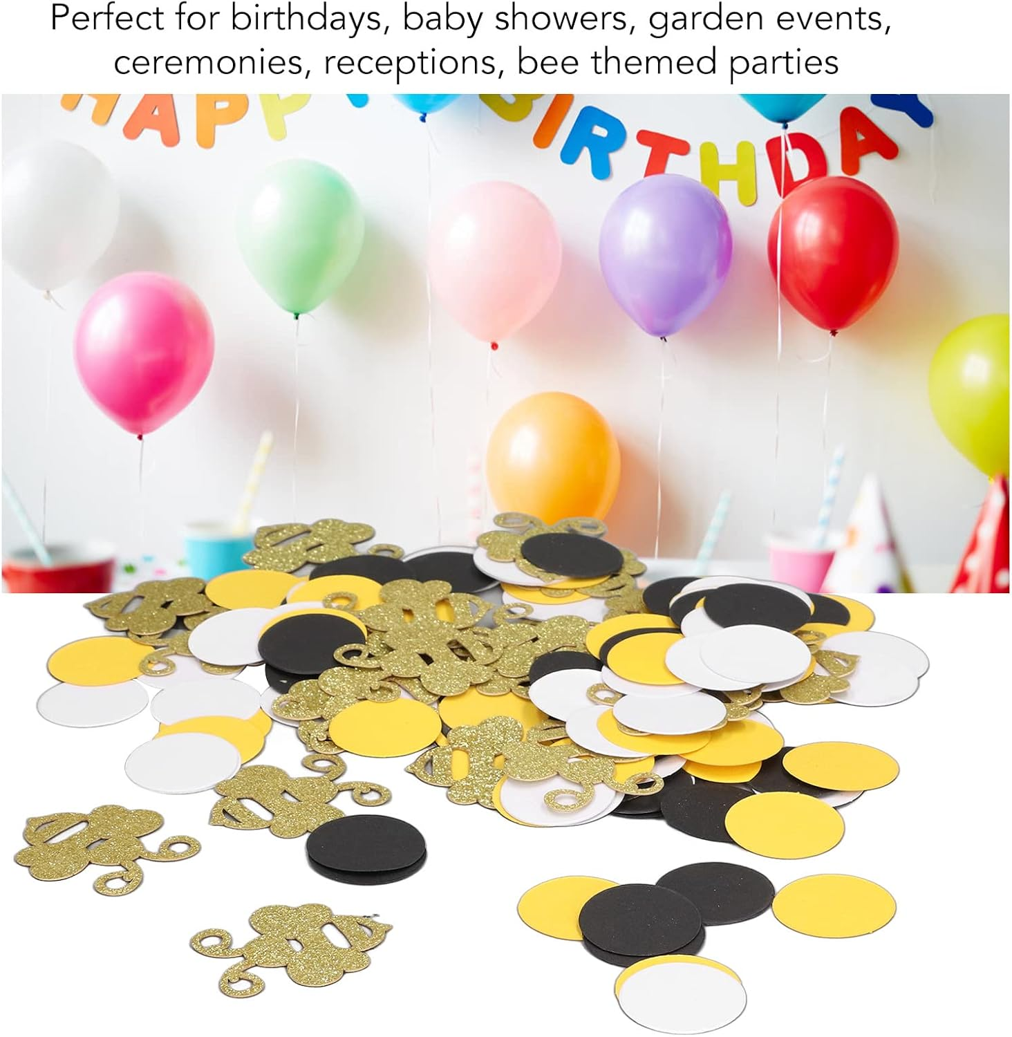300 Glitter Finish Bee Confetti Colorful Bee Confetti Bee Theme Party for Baby Shower Birthday Party! image number 1
