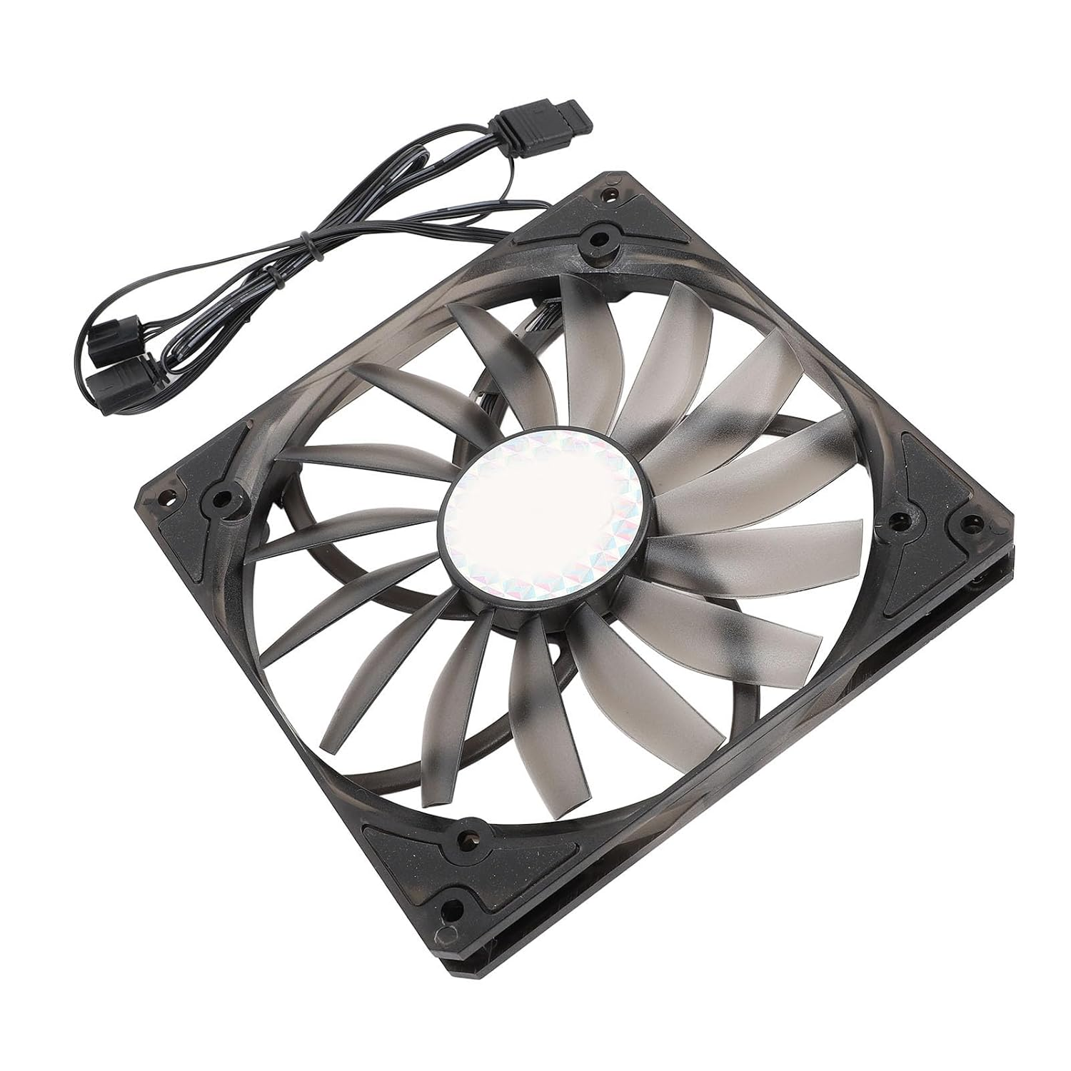 PWM ARGB Fan 15Mm Thin, 300‑1100RPM Smart PWM Control, Silent 15 Blade Design, Easy Install, for Computer Case &, Plug and Play (Black) - Black image number 2