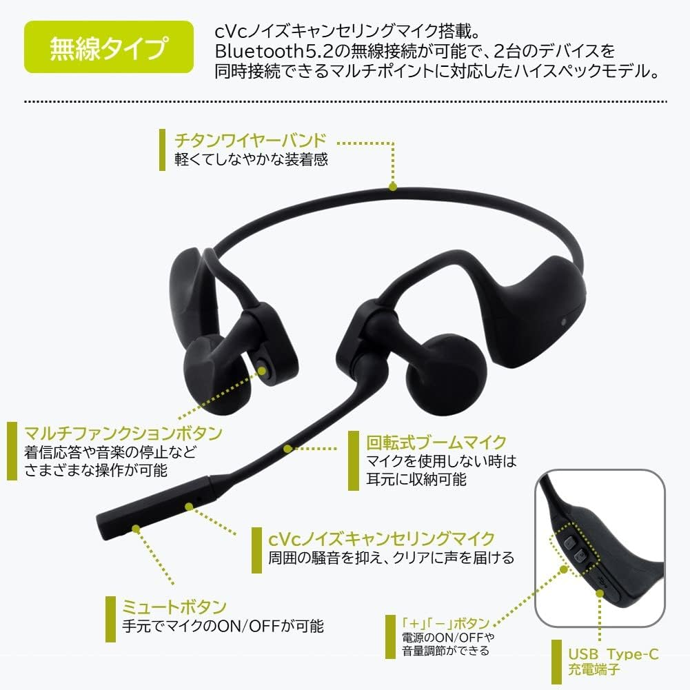 Kingjim CMM10 Black Earless Headset Call Meets Wireless Type