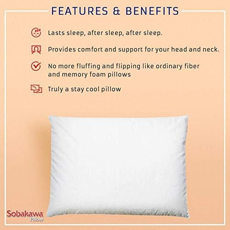 Sobakawa Traditional Buckwheat Standard Size Pillow Organic Cotton with Natural Technology for Cool Sleep, Neck Support for Back and Side Sleepers or as a Meditation Cushion,White image number 4