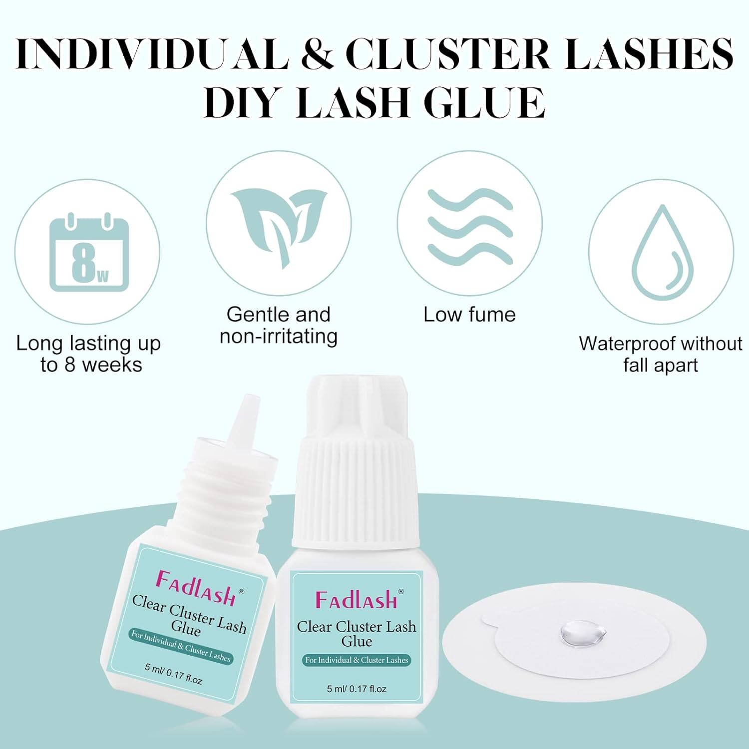 FADLASH Lash Cluster Glue Fast Drying Long Lasting DIY Waterproof Clear Lash Glue for Eyelash Clusters for Self Application image number 5