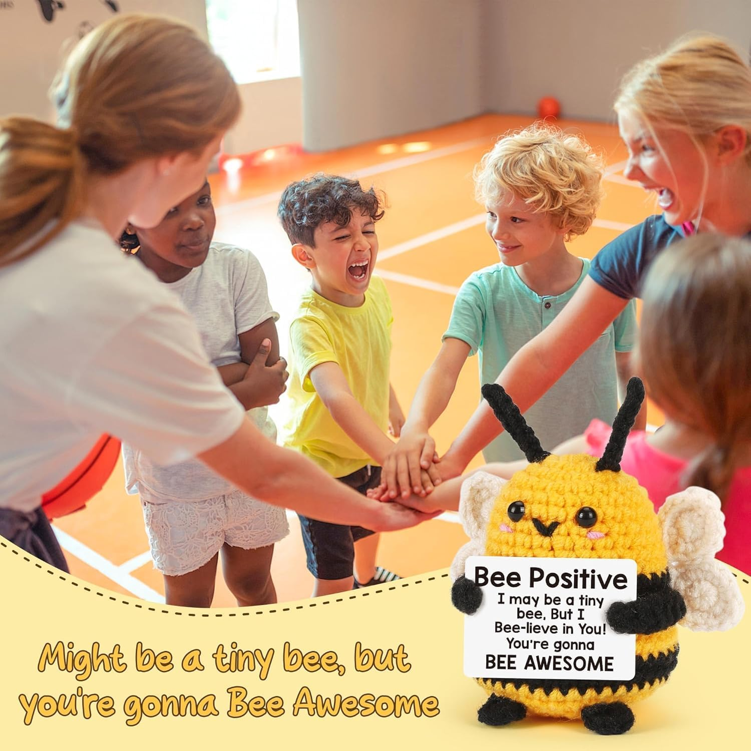 Cute Mini Positive Crochet Bee for Wife Aunt Grandma, Appreciation Gifts for Teachers Nurse Mentor Coworker, Birthday Presents Sister Friend image number 5