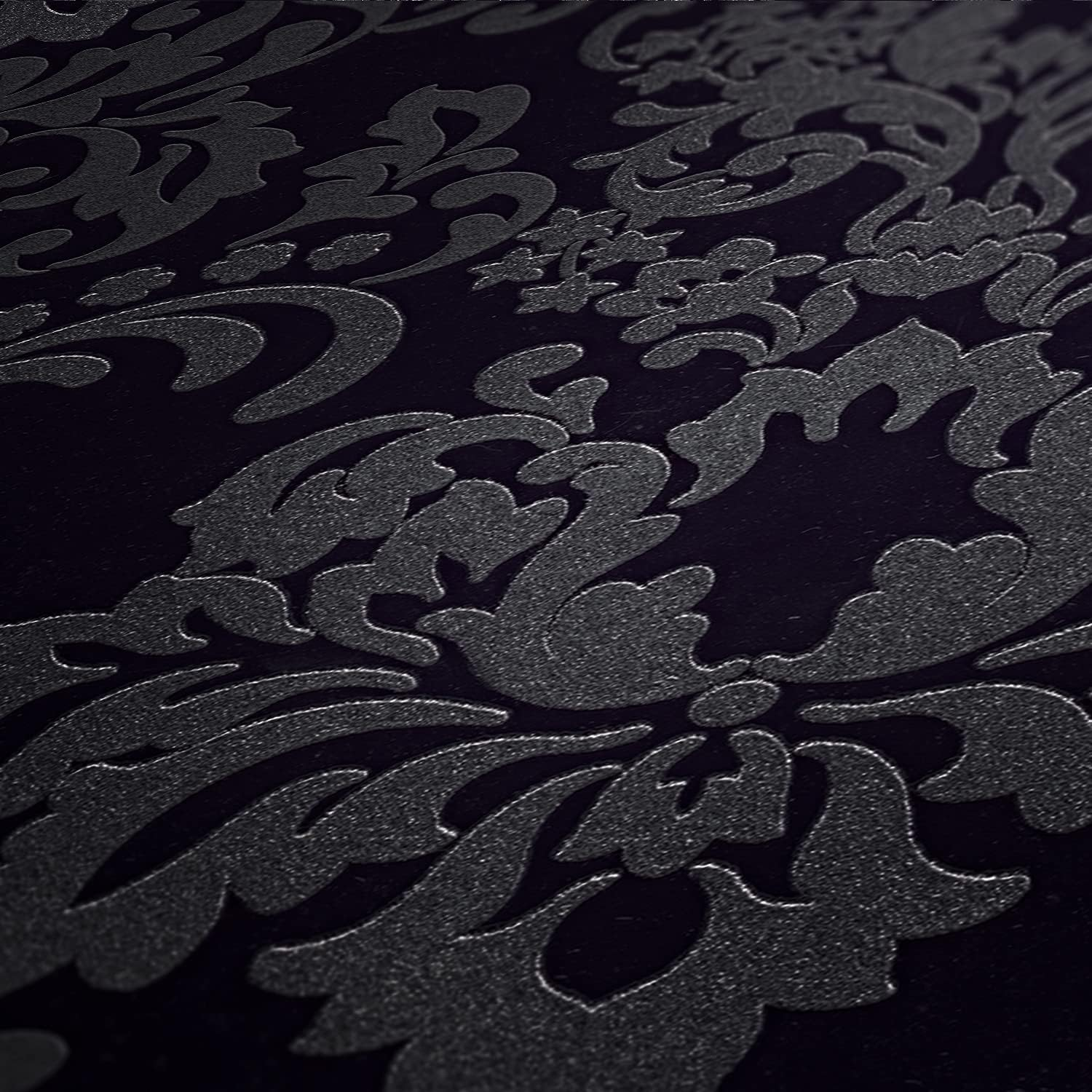 A.S. Cr&eacute;ation Black & White Non-Woven Wallpaper with Ornaments 0.53 X 10.05 M - Black, Silver - Baroque Wallpaper Made in Germany - 361663 image number 3