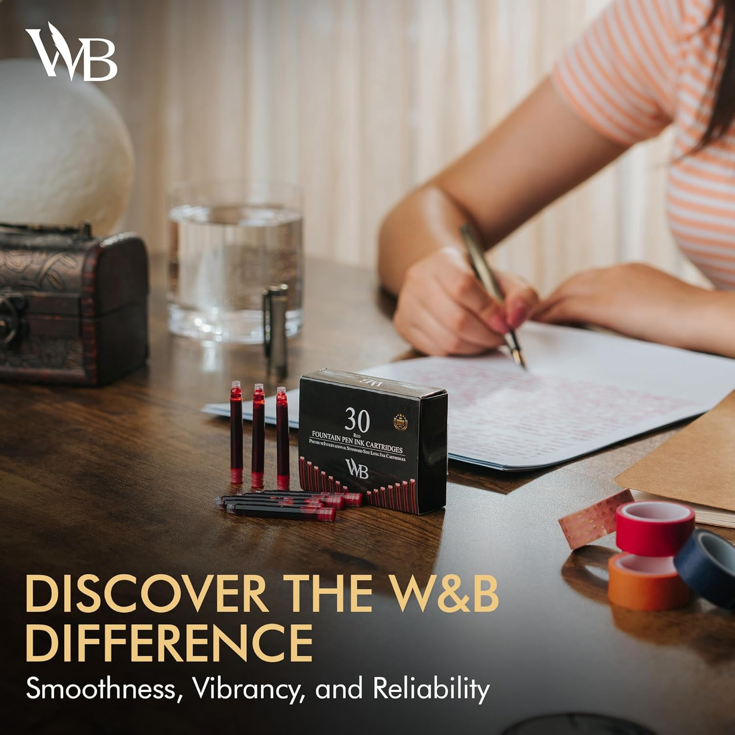 Wordsworth & Black Fountain Pen Ink Refills - Set of 15 Black - 15 Blue Ink Cartridges - International Standard Size - Length APPR 5.2 Cm - Base Diameter APPR 0.6 Cm - Disposable and Generic image number 1