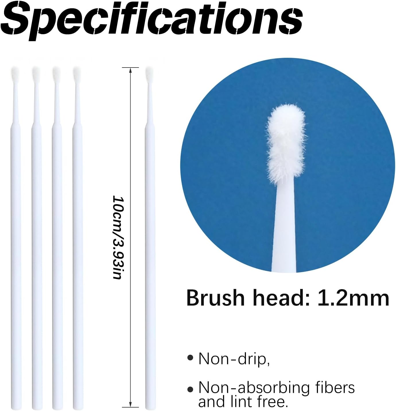 Touch up Paint Brushes for Automotive Paint Chip Repair Disposable Micro Applicators 1.2MM White 100PCS - White image number 5