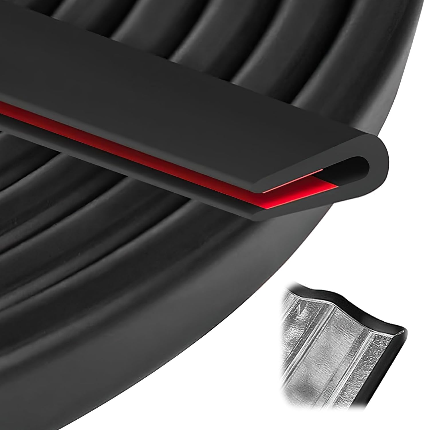Universal Rubber Car Door Edge Guards - U Shape Anti-Collision Trim Protector (No Glue Needed) for Sedans, Suvs, Trucks - 13Ft/4M Black EPDM Weatherstrip image number 1