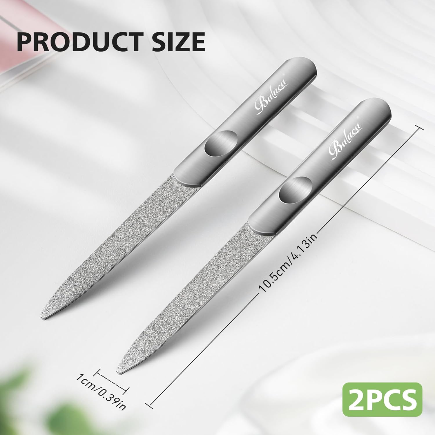 BALUCA Stainless Steel Diamond Nail File for Natural Acrylic Nails, Double Sided Metal Fingernail Toenail File for Women, Durable and Efficient Nail Care Tool image number 4