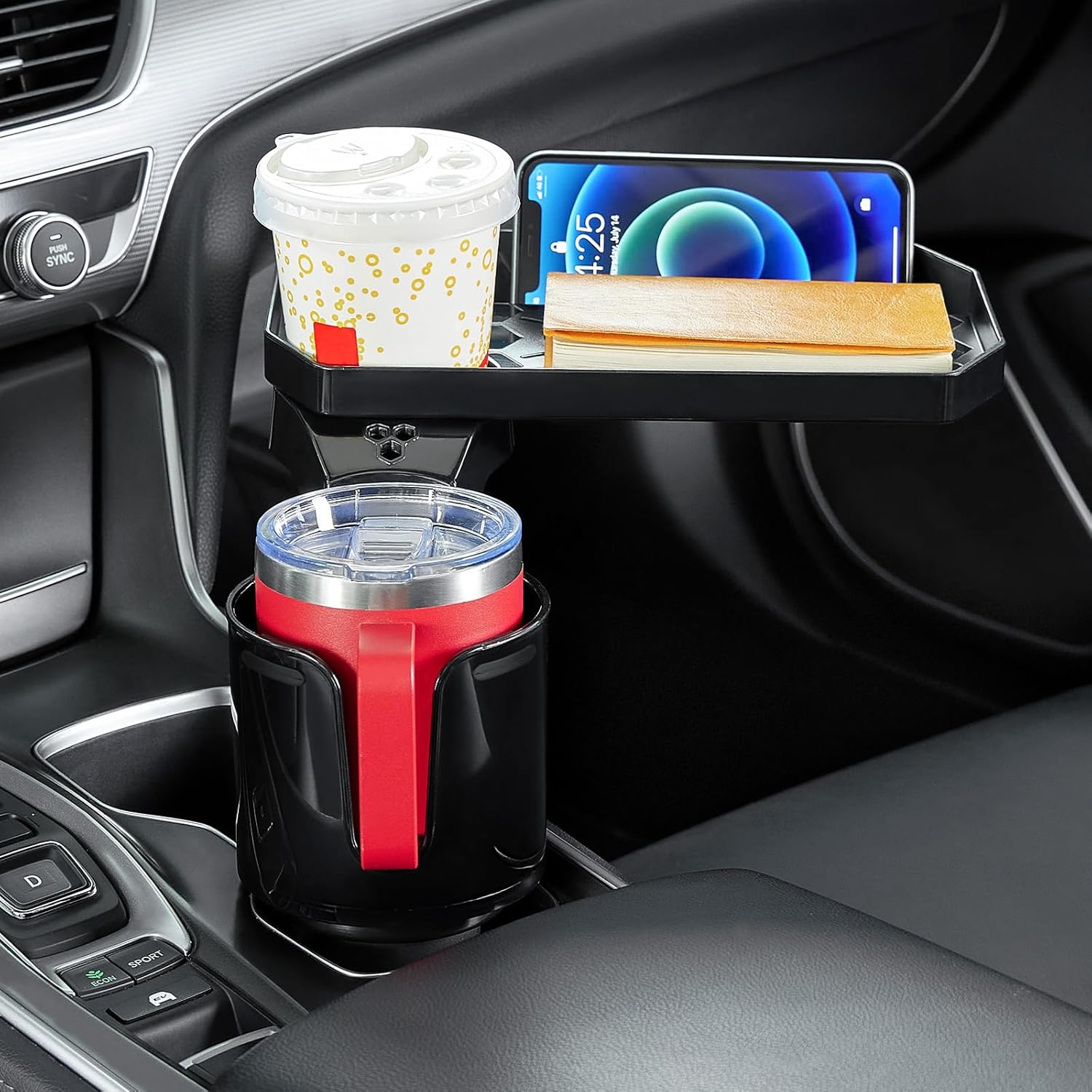 JOYTUTUS Car Cup Holder Expander, Automotive Cup Attachable Tray with 360&deg; Rotation,Large Cup Holder Adapt Most Regular Cups with 500-1000 ML, Fit in 7-9 CM Car Holder image number 6