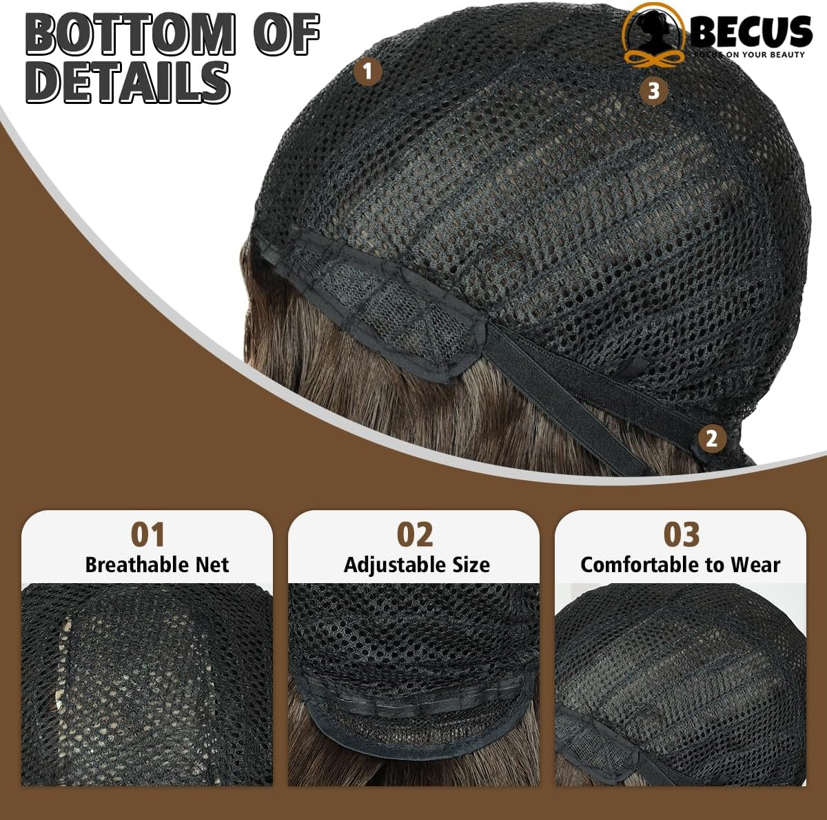 BECUS Short Brown Bob Wig with Bangs,Brown Straight Bob Wigs for Women,Brown Bob Wig Heat Resistant Fiber for Cospaly - Pink image number 6