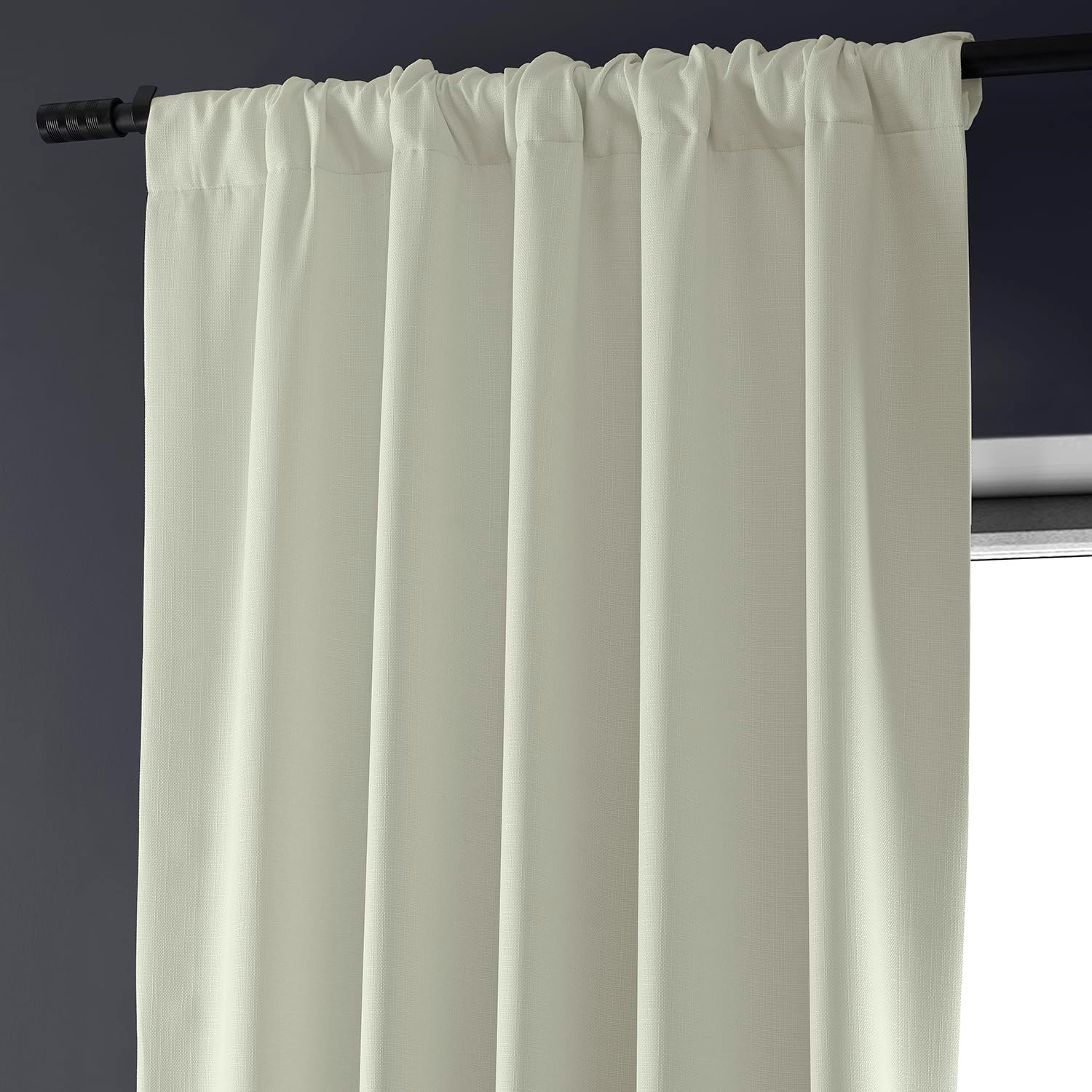 HPD HALF PRICE DRAPES Solid Thermal Insulated Blackout Curtains for Bedroom 108 Inches Long Curtain (1 Panel) Signature Blackout Linen Window Curtains for Living Room, 50W X 108L, Excursion Ivory image number 7