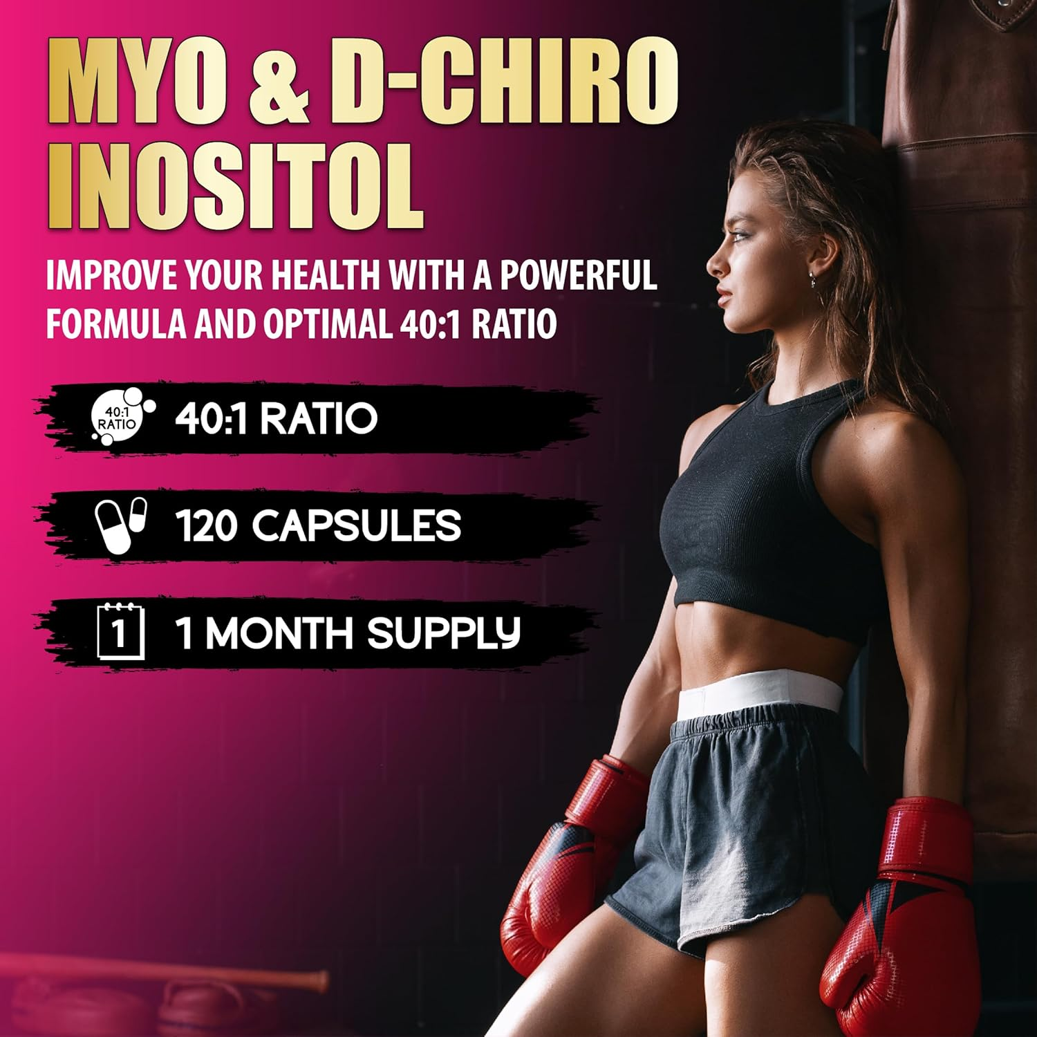 2,050Mg Myo-Inositol & D-Chiro Inositol Capsules with Folate, Vitamin D- Hormone Balance & Ovarian Support for Women - Ideal 40:1 Ratio - 120 Capsules image number 4